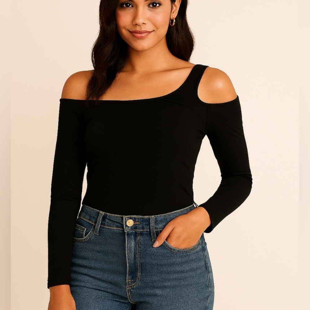 NWT Abercrombie & Fitch Black Sultry Shoulder Cut Out top